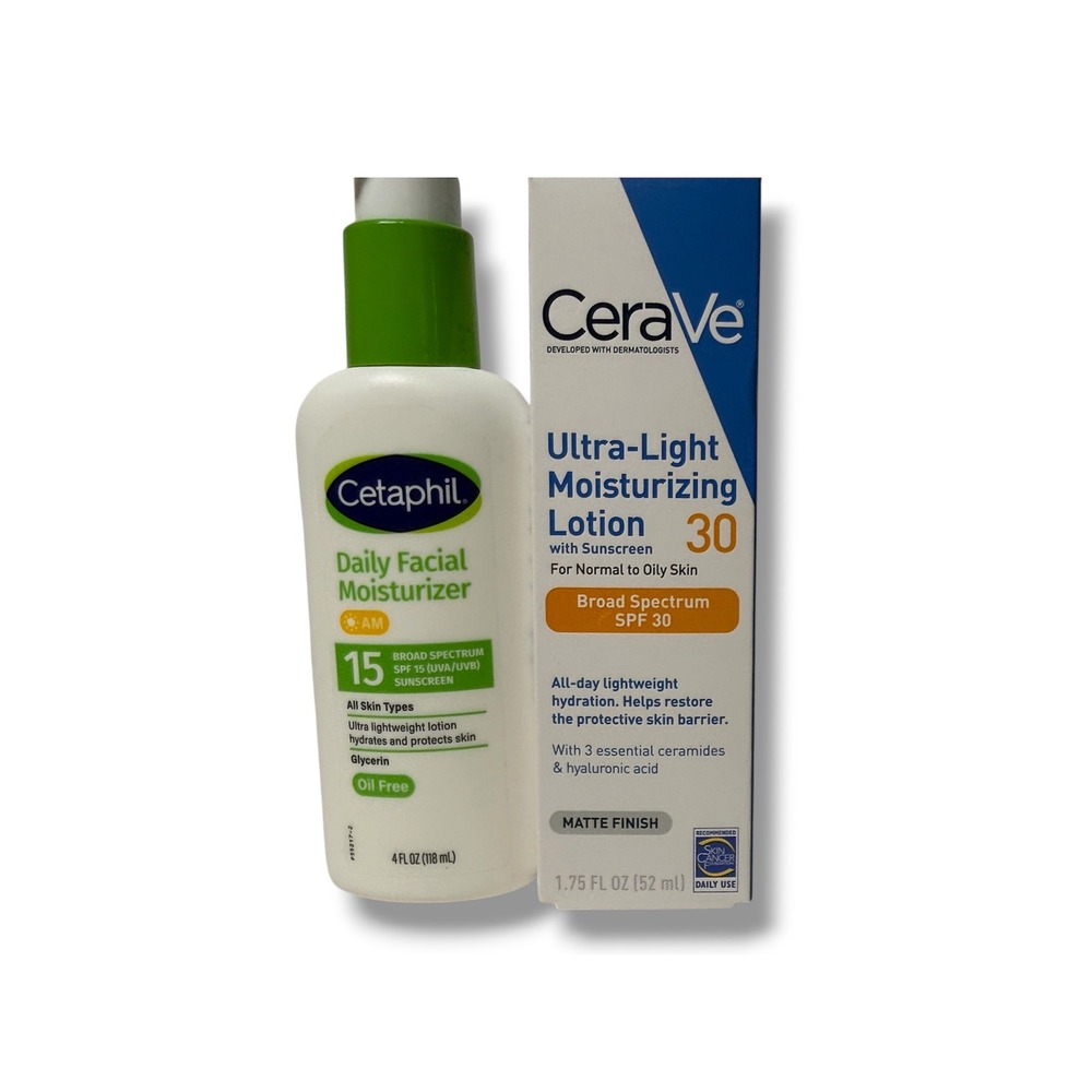 Cetaphil SPF 15 CeraVe Ultra-Light Sunscreen SPF 30 Moisturizer Bundle  Set